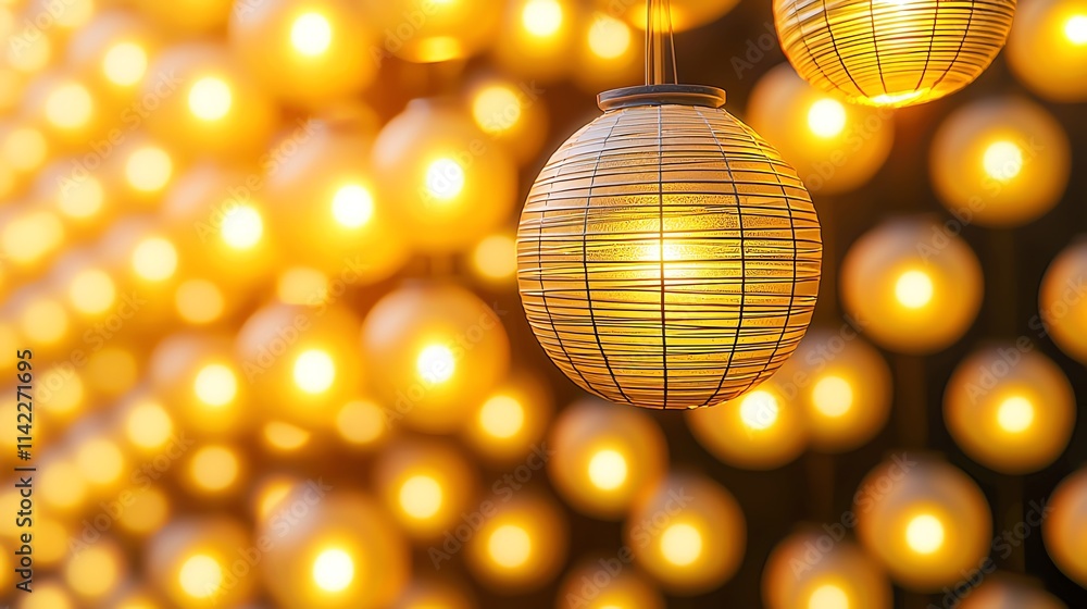 A professional studio shot of glowing lanterns hanging in rows at a nighttime festival, isolated on a dark background with diffused light creating a warm ambiance A professional studio shot of glowing lanterns hanging in rows at a nighttime festival, isolated on a dark background with diffused light creating a warm ambiance