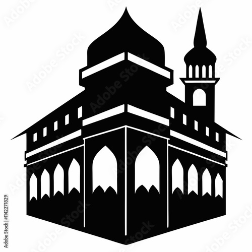 Silhouette vector Kaaba on white background 