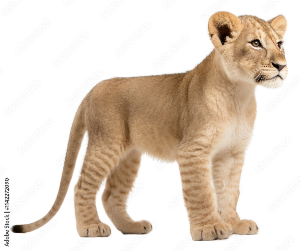 Fototapeta premium PNG Baby lion wildlife standing mammal.