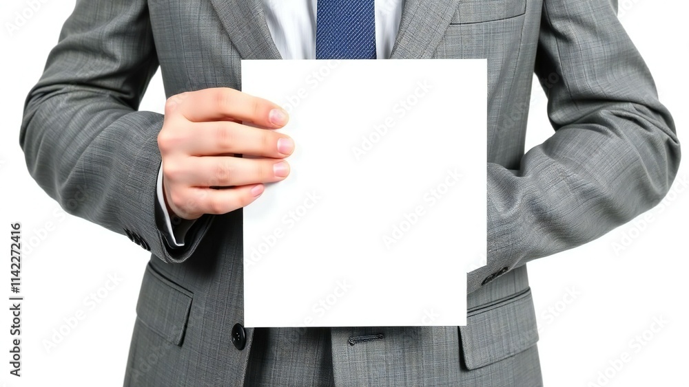 businessman holding blank card businessman holding blank card