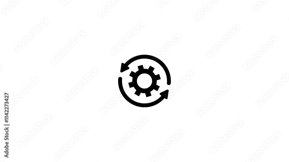 Gears with arrow moving glowing sign technology concept animation.Cogwheel gear settings sign. Gears with arrow moving glowing sign technology concept animation.Cogwheel gear settings sign.