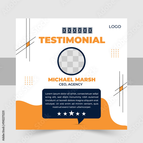 Client feedback review or client testimonial design for social media post,  client testimonial comment or quote square
