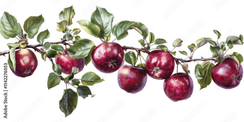 Vibrant Red Apples on a Branch - A Stunning Still Life Vibrant Red Apples on a Branch - A Stunning Still Life