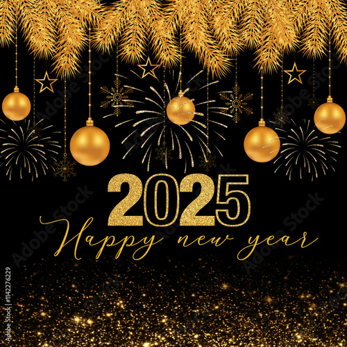 Happy new year celebration greetings and invitation party social media post design template 2025 