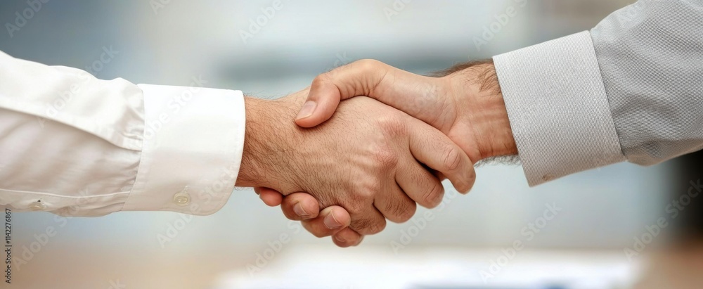 Close-Up of Two Hands Shaking in Professional Business Agreement Close-Up of Two Hands Shaking in Professional Business Agreement