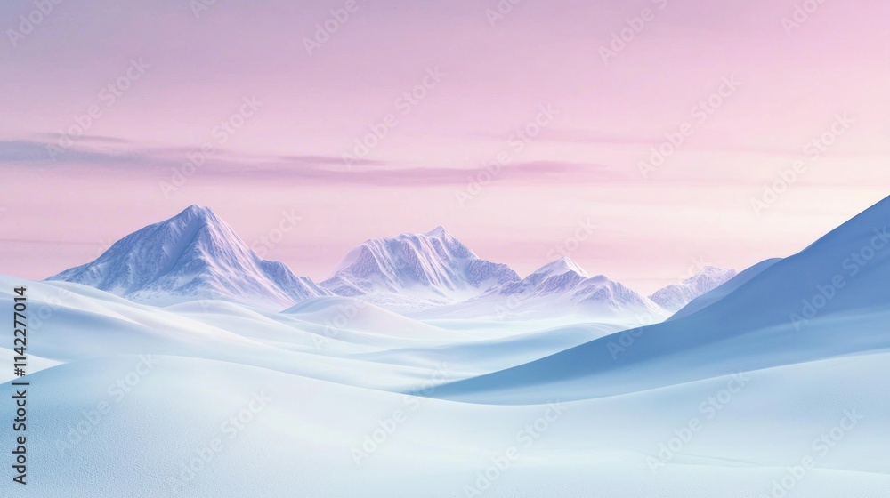 A landscape of snow-covered mountains under a pastel-colored sky, evoking a sense of ethereal beauty. A landscape of snow-covered mountains under a pastel-colored sky, evoking a sense of ethereal beauty.