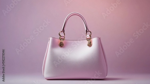 Stylish Pink Handbag on Soft Gradient Background, Perfect for Fashion Lovers and Accessory Enthusiasts Who Appreciate Modern Design and Elegant Touches photo