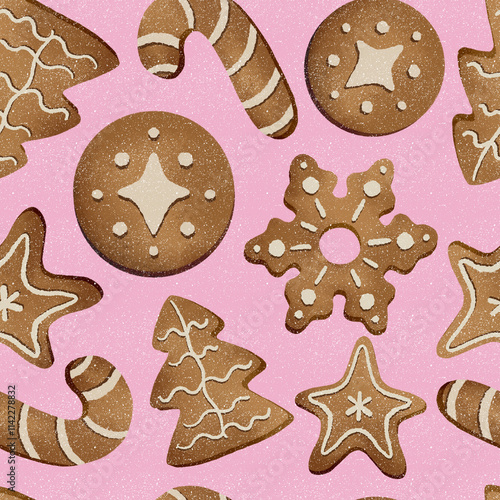 Christmas holiday cookies seamless pattern design