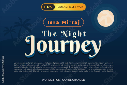 a poster for the night journey Isra Mi'raj with editable text effect