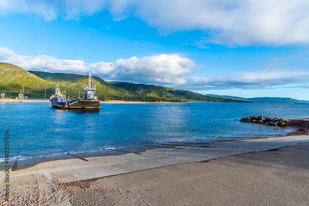 A view from the south shore at the Englishtown Ferry on the Cabot Trail, Nova Scotia, Canada in the fall