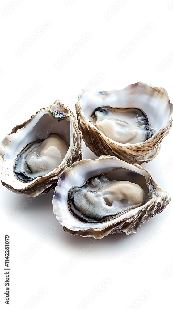 Fresh oysters with red caviar and rosemary on white background Fresh oysters with red caviar and rosemary on white background