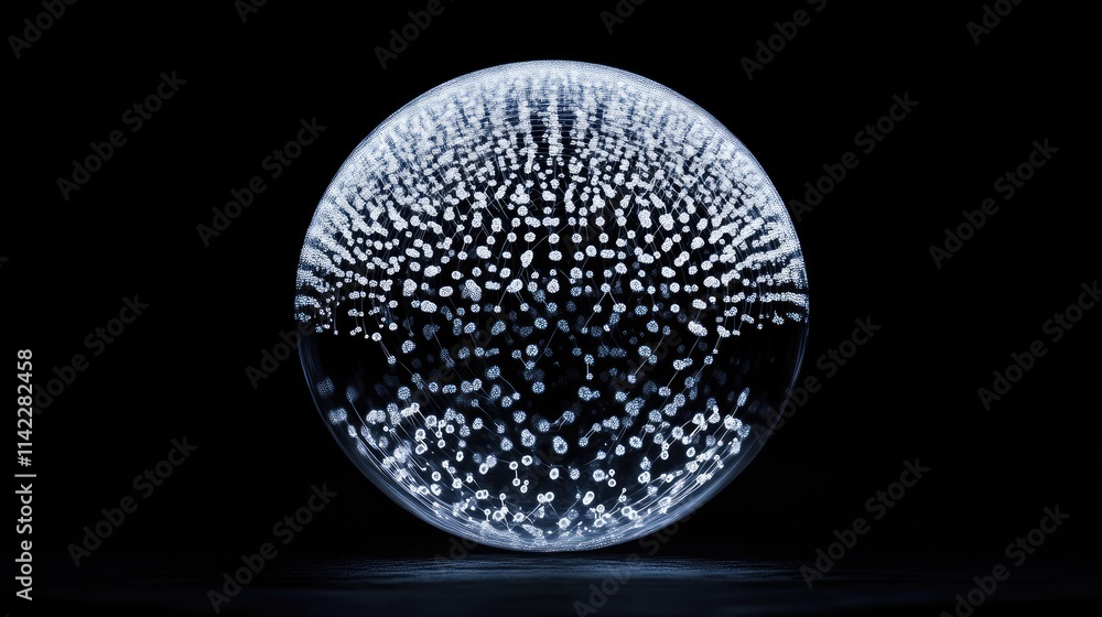 A holographic globe emitting a network of binary connections radiating outward, front view, symbolizing digital innovation and communication, cybernetic tone, Monochromatic Color Scheme A holographic globe emitting a network of binary connections radiating outward, front view, symbolizing digital innovation and communication, cybernetic tone, Monochromatic Color Scheme