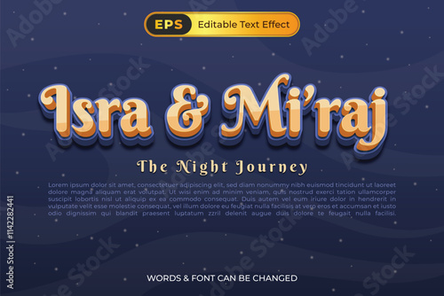 a poster for the night journey Isra mi'raj with text effect