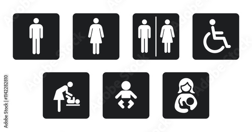 Wallpaper Mural simple common restroom baby change table room disabled symbol icon sign set vector ion transparent background Torontodigital.ca