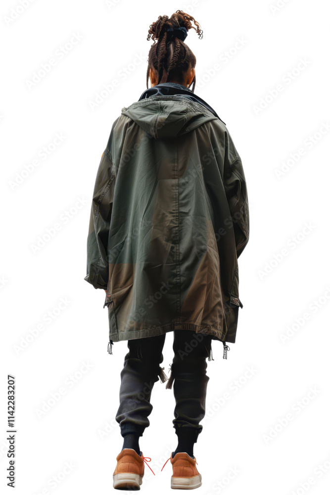 Stylish Person in Camouflage Jacket and Sneakers Stylish Person in Camouflage Jacket and Sneakers