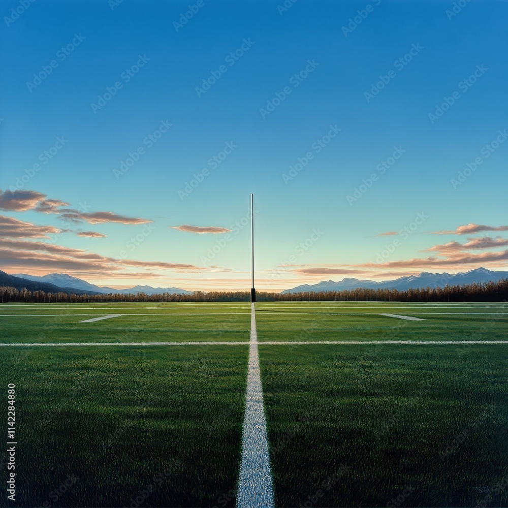 A field with a white line down the middle A field with a white line down the middle