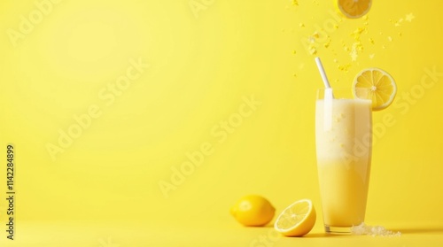 Refreshing Lemon Milkshake with Floating Lemon Slices