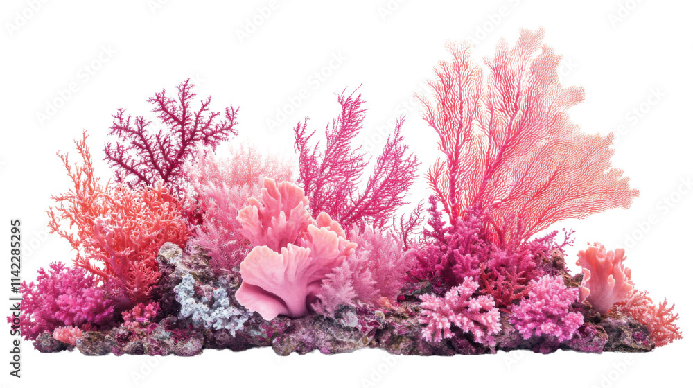 Fototapeta premium Pink coral reef, transparent background