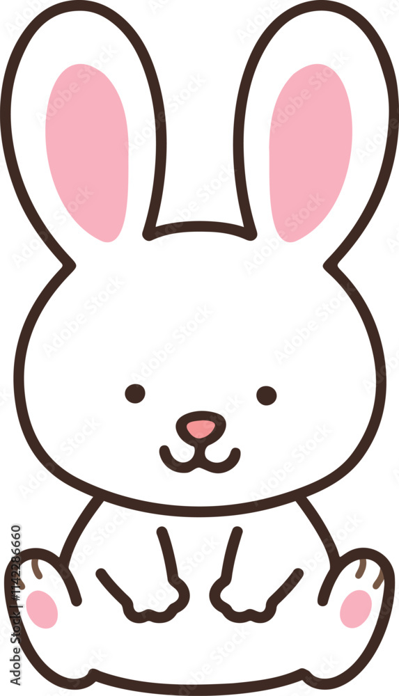 Obraz premium Outlined simple and cute bunny sitting