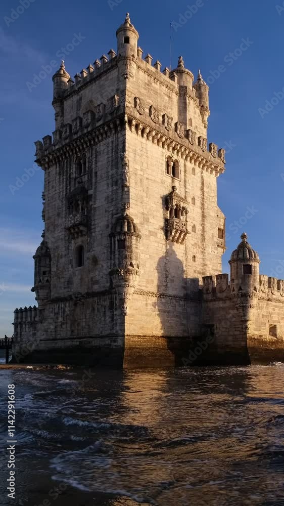 Belem Tower or Tower of St Vincent - famous tourist landmark of Lisboa and tourism attraction - on bank of Tagus River (Tejo) on sunset. Lisbon, Portugal Belem Tower or Tower of St Vincent - famous tourist landmark of Lisboa and tourism attraction - on bank of Tagus River (Tejo) on sunset. Lisbon, Portugal