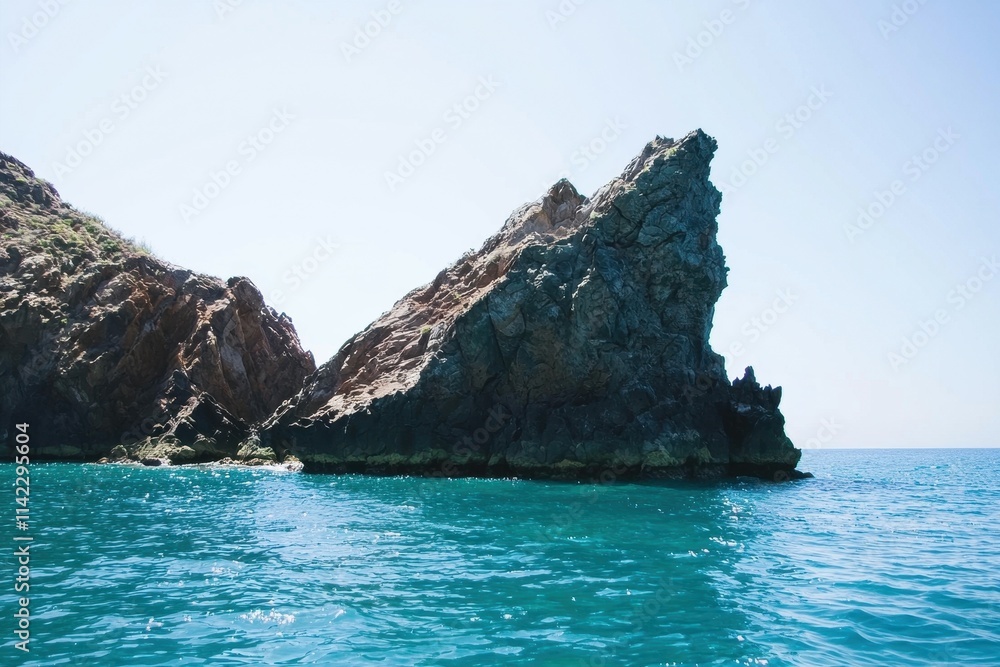 high rock mountain in the ocean, cliff in the ocean high rock mountain in the ocean, cliff in the ocean