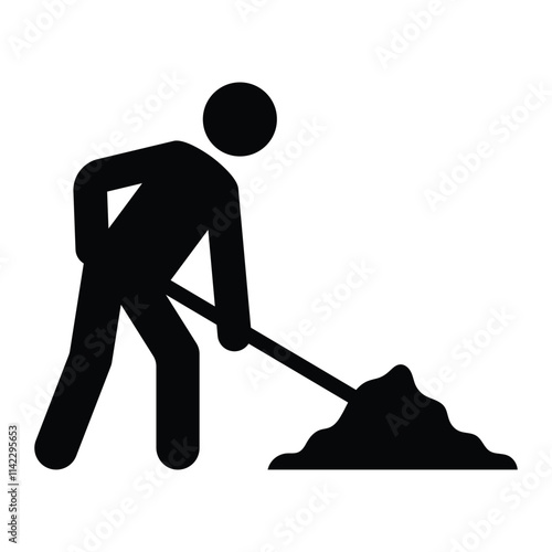 Building works vector icon. Construction site symbol. Black silhouette isolated on white background.