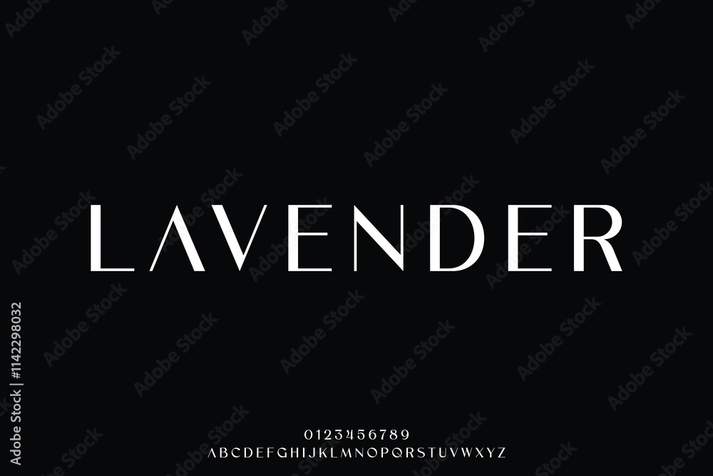 Elegant minimalist lavender alphabet display font vector glamor style Elegant minimalist lavender alphabet display font vector glamor style