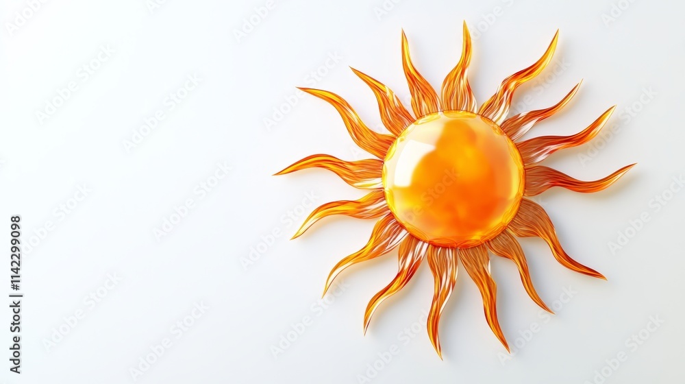Naklejka premium Orange stylized sun shining on white background