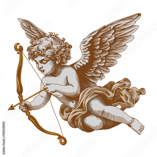 an illustration of cupid or baby angel holding an arrow