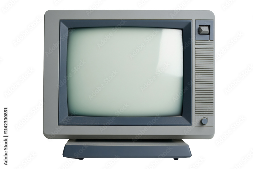 a small square television with a white screen a small square television with a white screen