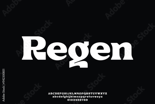 Bold decorative serif alphabet display font vector illustration