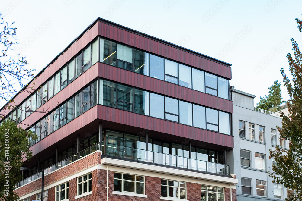 Modern office building Urban Architecture. Exteriors of an office complex Modern office building Urban Architecture. Exteriors of an office complex