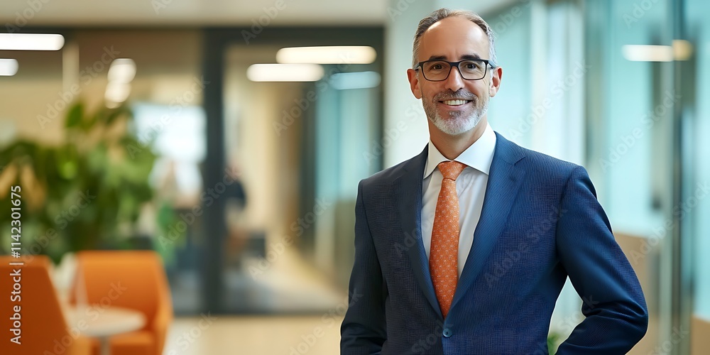 Portrait of a financial advisor standing in a modern office