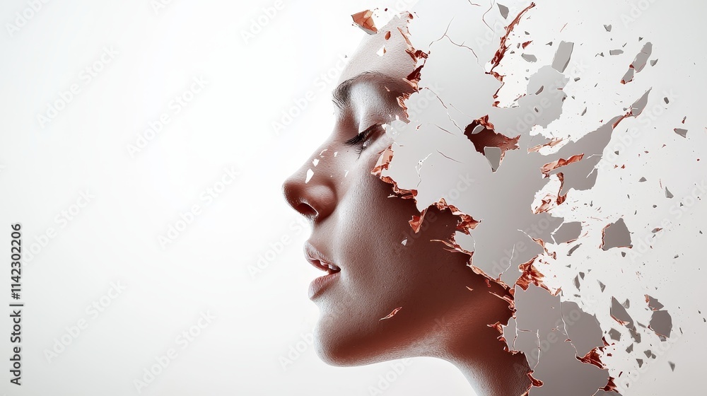 Fragmented face portraits creative art modern studio abstract concept Fragmented face portraits creative art modern studio abstract concept