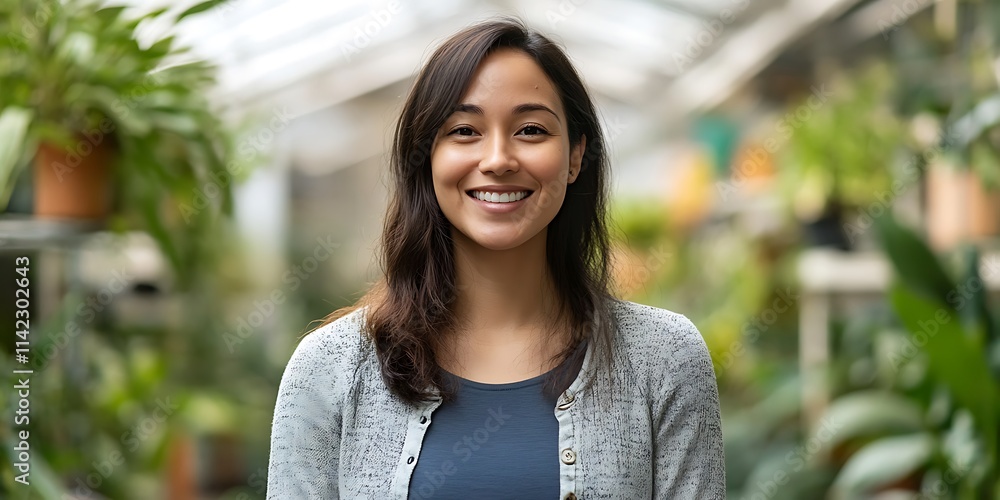 Portrait of a female agricultural engineer standing in a greenhouse