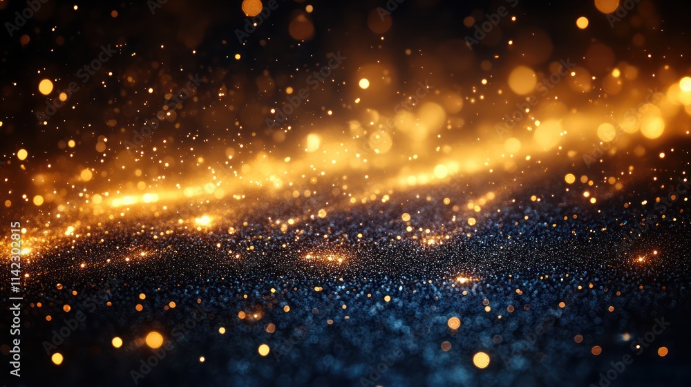Obraz premium Golden Glitter Abstract Background: Sparkling Lights and Shimmering Dust