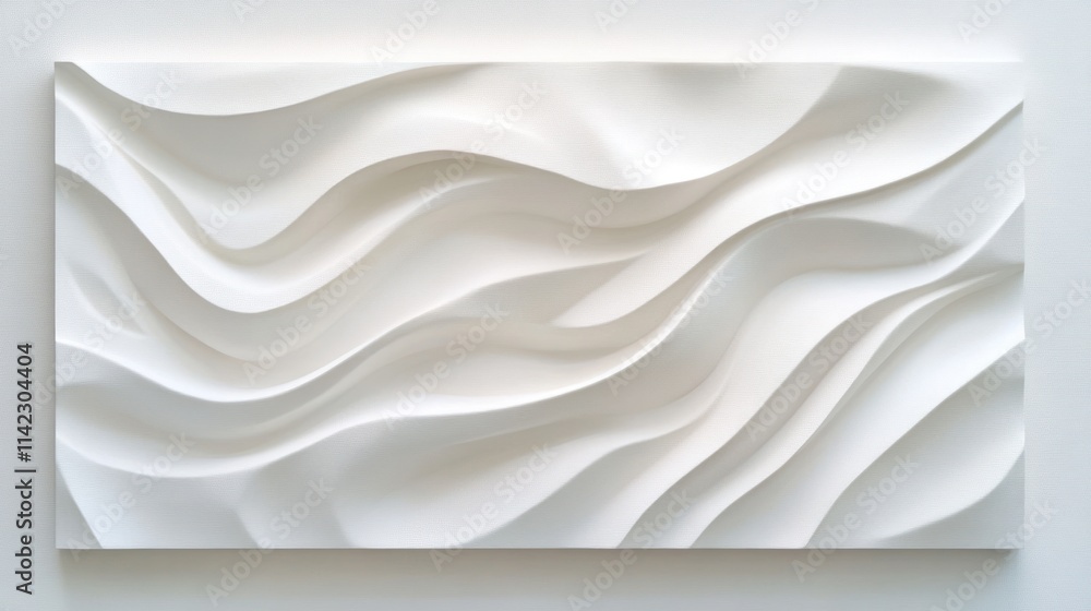 Obraz premium Abstract white wavy texture, 3D relief panel.