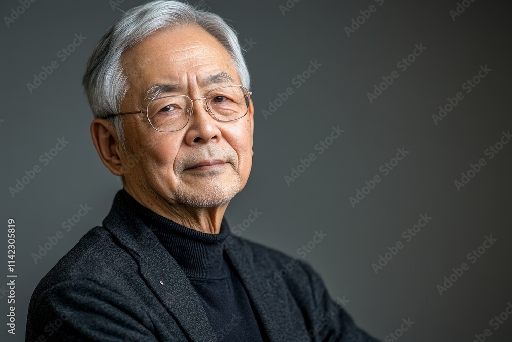 Asian elderly having pain on his back, Generative AI Asian elderly having pain on his back, Generative AI