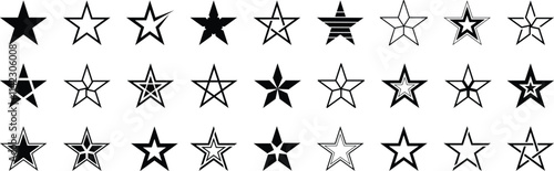 Star vector icons. Stars collection. Star icon. Stars in modern simple flat style. Black stars, vector illustration