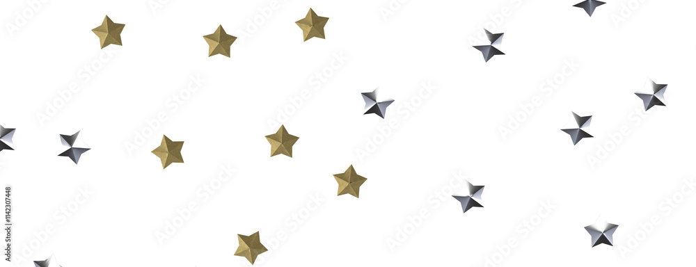 Celestial Cascades: 3D Illustration Conjures a Rainfall of Gold Stars Celestial Cascades: 3D Illustration Conjures a Rainfall of Gold Stars