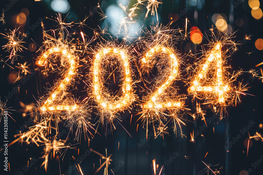 Sparkling Fireworks for New Year 2024 Sparkling Fireworks for New Year 2024