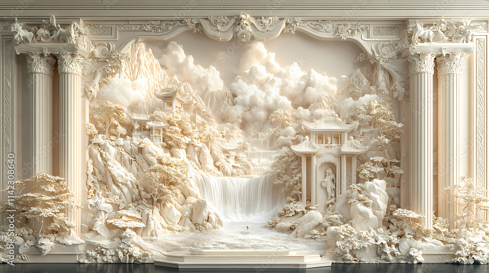 Wallpaper with bas relief in 3D Wallpaper with bas relief in 3D