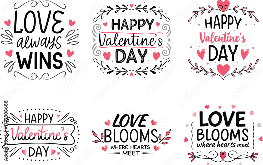 Set of Valentine's Day Designs with Romantic Quotes, Hearts, and Elegant Typography for Love-Themed Projects
Set of Valentine's Day Designs with Romantic Quotes, Hearts, and Elegant Typography for Love-Themed Projects