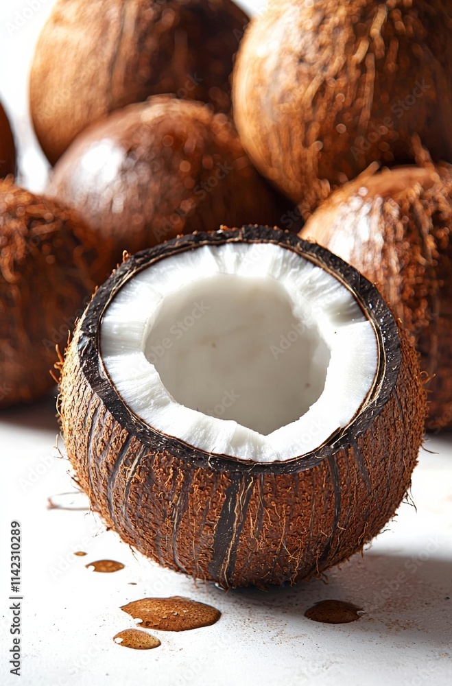 Fresh ripe coconut isolated on white background , isolated on white background, , copy space, copy space for text, Fresh ripe coconut isolated on white background , isolated on white background, , copy space, copy space for text,