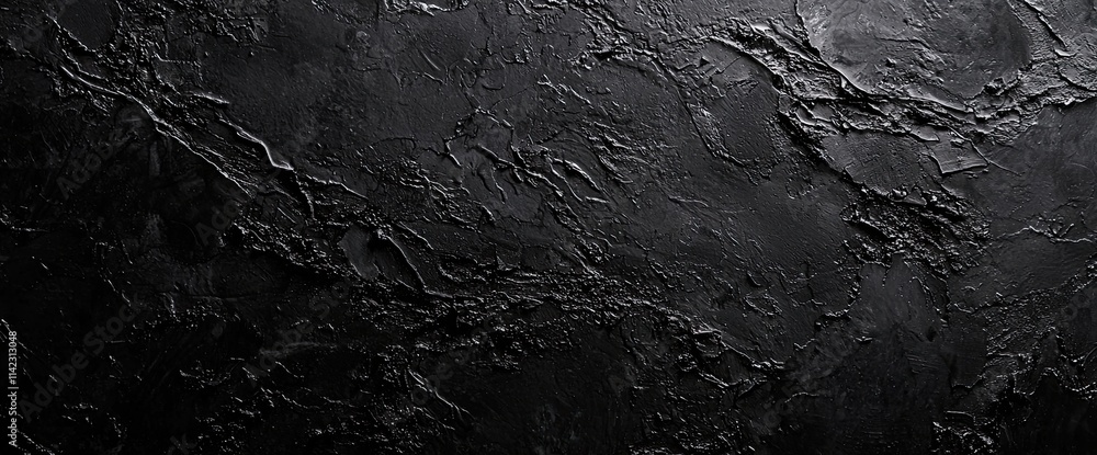 Black background with a dark concrete texture for design and decoration. Background of rough stone or old wall surface, in a dark black color Black background with a dark concrete texture for design and decoration. Background of rough stone or old wall surface, in a dark black color