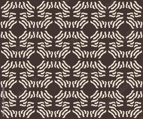 Ikat embroidery on the fabric in Indonesia, India, and Asian countries. geometric ethnic oriental seamless pattern.Aztec style. illustration. design for texture, textile, clothing, wrapping, carpet