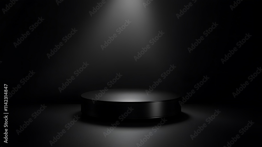 Minimalistic luxury black background with sleek design and soft spotlight