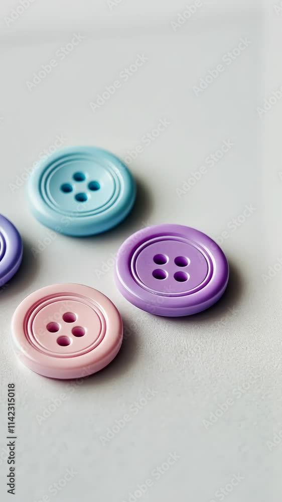 Colorful buttons arranged on a neutral background showcasing various pastel shades and circular designs Colorful buttons arranged on a neutral background showcasing various pastel shades and circular designs