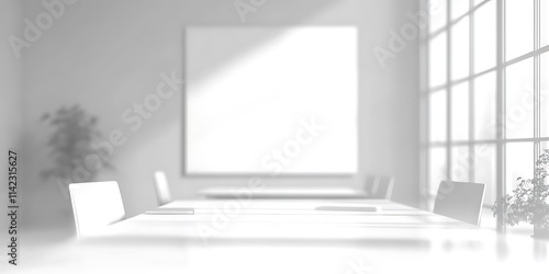 Obraz na płótnie Minimalist office interior with blurred desks and chairs, clean professional look w salonie