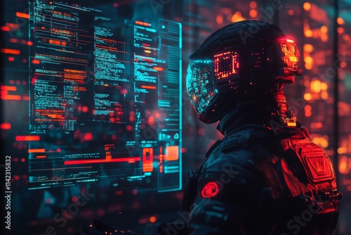 Concept of technology and innovation, as well as the idea of a futuristic world